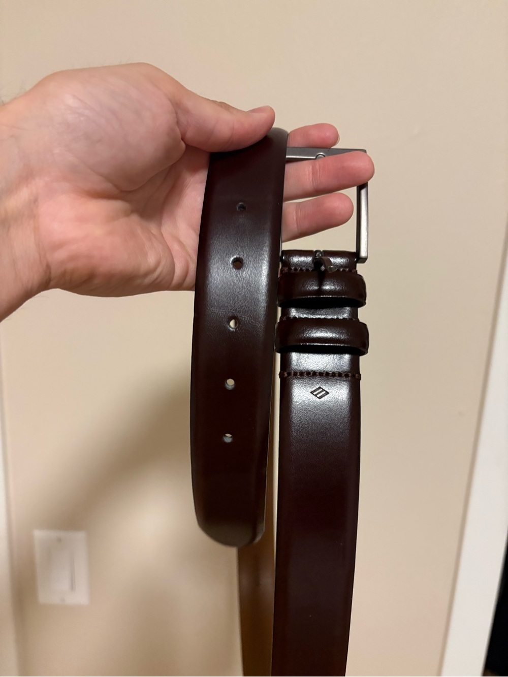 Men's Dark Brown Leather Belt - Classic Dress Belt